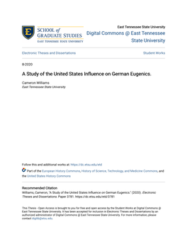 A Study of the United States Influence on German Eugenics
