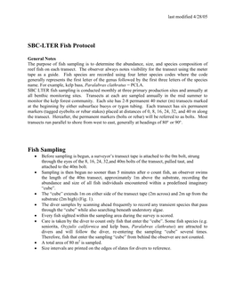 SBC-LTER Fish Protocol Fish Sampling