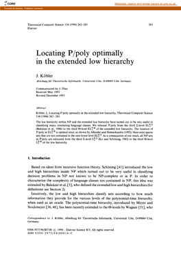 Locating P/Poly Optimally in the Extended Low Hierarchy