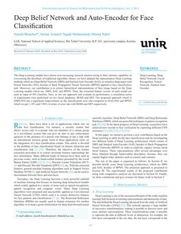 Deep Belief Network and Auto-Encoder for Face Classification Nassih Bouchra*, Amine Aouatif, Ngadi Mohammed, Hmina Nabil