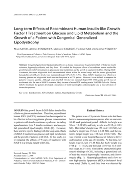 Long-Term Effects of Recombinant Human Insulin-Like Growth Factor I