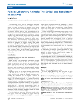 Pain in Laboratory Animals: the Ethical and Regulatory Imperatives