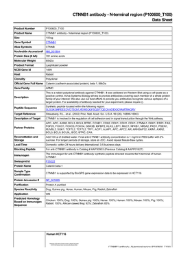 N-Terminal Region (P100600 T100) Data Sheet