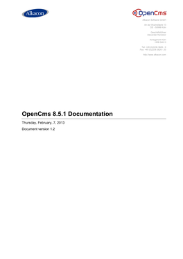 Opencms 8.5.1 Documentation