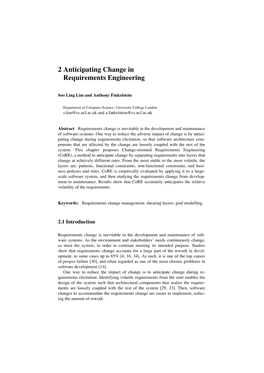2 Anticipating Change in Requirements Engineering