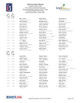 2019 Sony Open in Hawaii Waialae Country Club First and Second