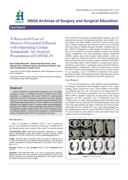 A Recovered Case of Massive Pericardial Effusion with Impending Cardiac Tamponade: an Atypical Presentation of COVID-19