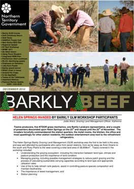 HELEN SPRINGS INVADED by BARKLY GLM WORKSHOP PARTICIPANTS Jodie Ward, Grazing Land Management Officer, Katherine