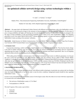2. an Optimized Cellular Network Design Using Various Technologies