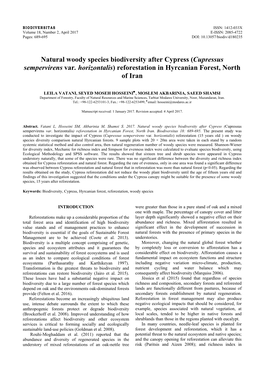 Natural Woody Species Biodiversity After Cypress (Cupressus Sempervirens Var