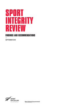 Sport Integrity Review Findings and Recommendations September 2019 01