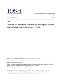 Technical and Institutional Evaluation of Geray Irrigation Scheme in West Gojjam Zone, Amhara Region, Ethiopia