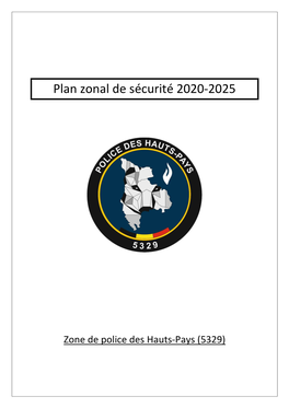 Plan Zonal De Sécurité 2020-2025