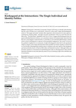 Kierkegaard at the Intersections: the Single Individual and Identity Politics