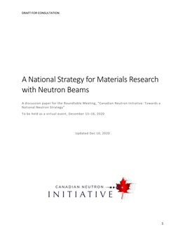 A National Strategy for Materials Research with Neutron Beams