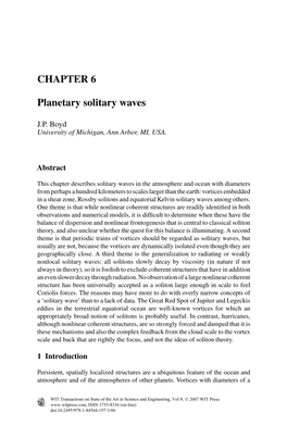 CHAPTER 6 Planetary Solitary Waves