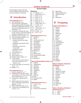 Student Workbook Answer Pages Italicized Page Numbers After the Answers Indicate Where the Informa- Matching 5) Deep Fascia Tion Can Be Found in Trail Guide