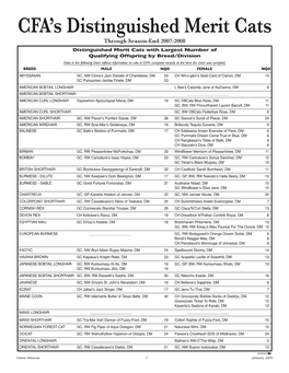 CFA's Distinguished Merit Cats