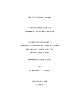 The University of Chicago Analogical Models of God