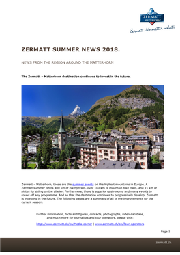 Zermatt Summer News 2018