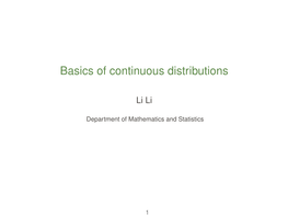 Basics of Continuous Distributions