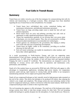 Fuel Cells in Transit Buses Summary