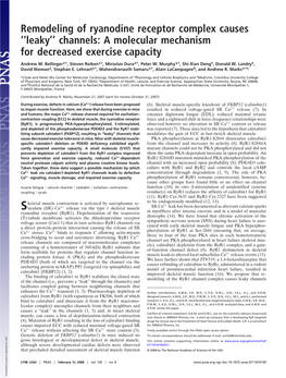 Remodeling of Ryanodine Receptor Complex Causes ‘‘Leaky’’ Channels: a Molecular Mechanism for Decreased Exercise Capacity