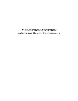 Medication Abortion a Guide for Health Professionals