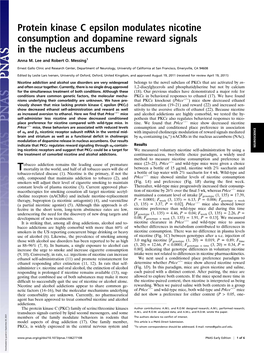 Protein Kinase C Epsilon Modulates Nicotine Consumption and Dopamine Reward Signals in the Nucleus Accumbens