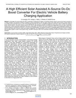 A High Efficient Solar Assisted A-Source Dc-Dc Boost Converter for Electric Vehicle Battery Charging Application