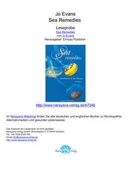 Jo Evans Sea Remedies Leseprobe Sea Remedies Von Jo Evans Herausgeber: Emryss Publisher