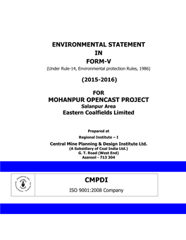 Environmental Statement in Form-V Mohanpur Opencast