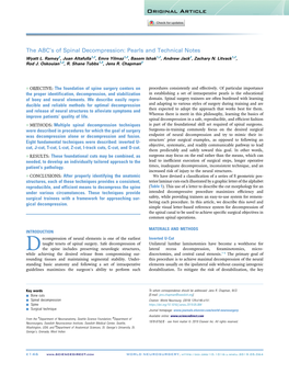 The ABC's of Spinal Decompression: Pearls and Technical Notes