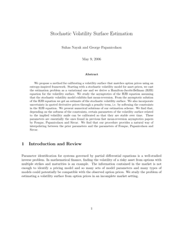 Stochastic Volatility Surface Estimation