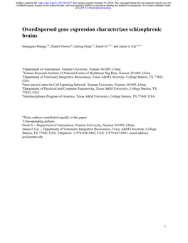 Overdispersed Gene Expression Characterizes Schizophrenic Brains