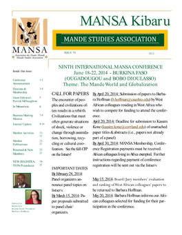 MANSA Kibaru MANDE STUDIES ASSOCIATION