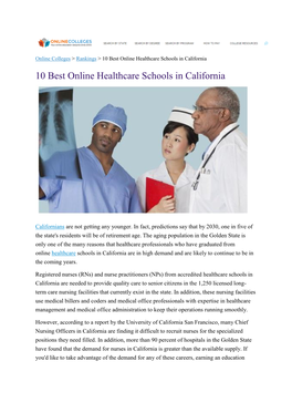 10 Best Online Healthcare Schools in California 10 Best Online Healthcare Schools in California