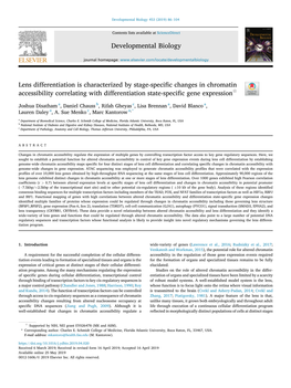 Lens Differentiation Is Characterized by Stage-Specific Changes In