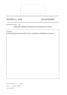 DECRETO N. 6234 Del 26/05/2020