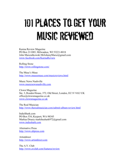 101 Places to Get Your Music Reviewed