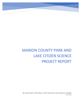Marion County Park and Lake Citizen Science Project Report