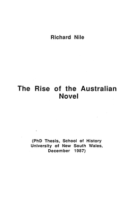 The Rise of the Australian Novel