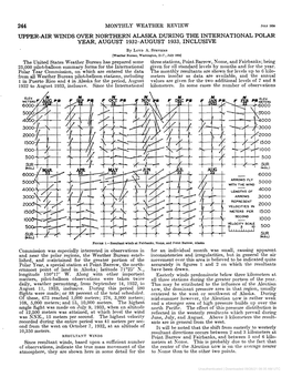 244 MONTHLY WEATHER REVIEW JULY 1934 UPPER-AIR WINDS OVER NORTHERN ALASKA DURING the INTERNATIONAL POLAR YEAR, AUGUST 1932-AUGUST 1933, INCLUSIVE by LOYDA