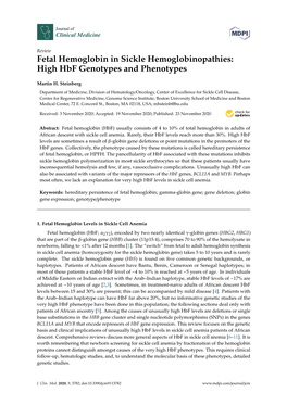 Fetal Hemoglobin in Sickle Hemoglobinopathies: High Hbf Genotypes and Phenotypes