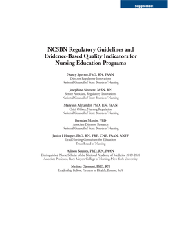 NCSBN Regulatory Guidelines and Evidence-Based Quality Indicators for Nursing Education Programs