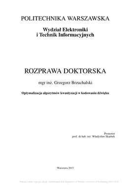 Rozprawa Doktorska