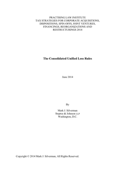 Practising Law Institute Tax Strategies for Corporate Acquisitions, Dispositions, Spin-Offs, Joint Ventures, Financings, Reorganizations and Restructurings 2014