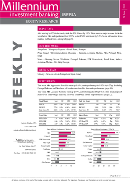 WEEKLY Forex Rates Last 1W YTD 2012 Interest Rates Last 1W Chg YE12 EUR/USD 1.31 -0.8% -0.86% 1.97% Euribor 6M 0.34% 0.33% 0Bp 0.32%