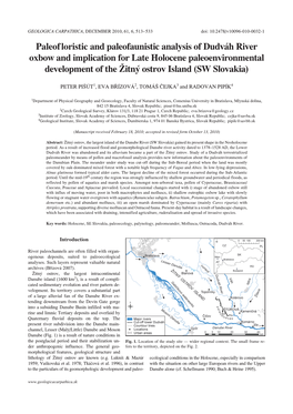 Paleofloristic and Paleofaunistic Analysis of Dudváh River Oxbow