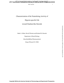 Characterization of the Neutralizing Activity of Digoxin-Specific Fab